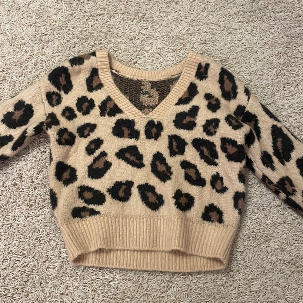 PINK leopard print reversible sweater